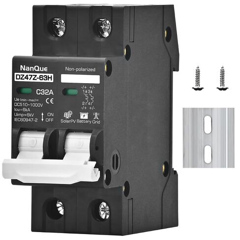 DC 260V 500V 600V 800V 1000V Circuit Breaker MCB Solar Panel Protector PV System Battery Discharge Protector Automatic AC DC Univesal Thermomagnetic Black Color (20A) in Saudi Arabia