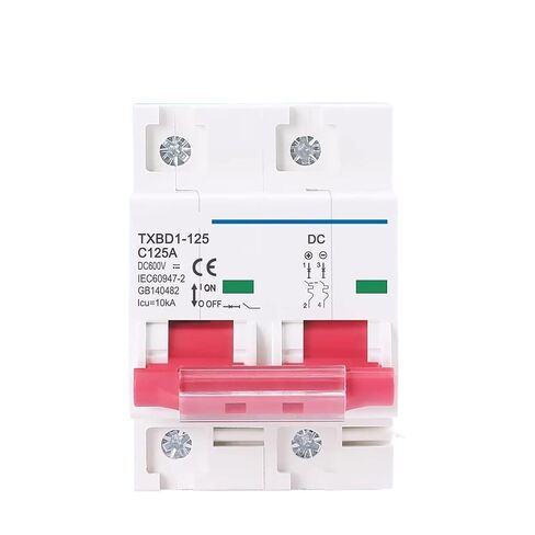 TXBD1-125 2P DC 12-600V Circuit Breaker 80A-125A C Curve 10kA 35mm DIN Rail Mini MCB for Solar PV Panel Combiner Box(125A) in Kuwait