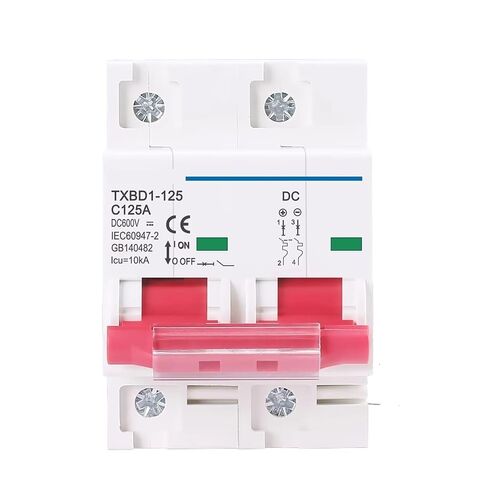 TXBD1-125 2P DC 12-600V Circuit Breaker 80A-125A C Curve 10kA 35mm DIN Rail Mini MCB for Solar PV Panel Combiner Box(125A) in Kuwait