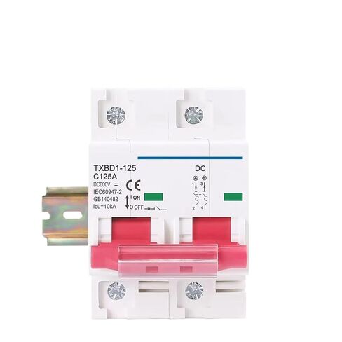 TXBD1-125 2P DC 12-600V Circuit Breaker 80A-125A C Curve 10kA 35mm DIN Rail Mini MCB for Solar PV Panel Combiner Box(125A) in Kuwait