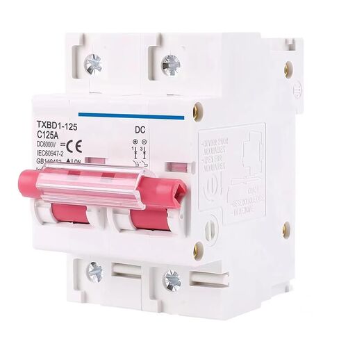 TXBD1-125 2P DC 12-600V Circuit Breaker 80A-125A C Curve 10kA 35mm DIN Rail Mini MCB for Solar PV Panel Combiner Box(125A) in Kuwait
