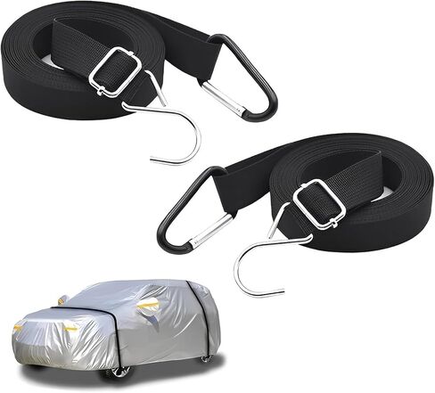 2Pcs Car Cover Windproof Strap Nylon Auto Cover Gust Strap Adjustable Vehicle Cover Secure Protector Strap Sturdy Heavy Wind Car Cover Fixing Rope for Car SUV Van Truck in Kuwait
