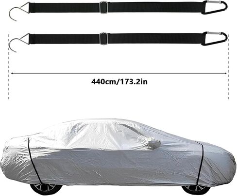 2Pcs Car Cover Windproof Strap Nylon Auto Cover Gust Strap Adjustable Vehicle Cover Secure Protector Strap Sturdy Heavy Wind Car Cover Fixing Rope for Car SUV Van Truck in Kuwait