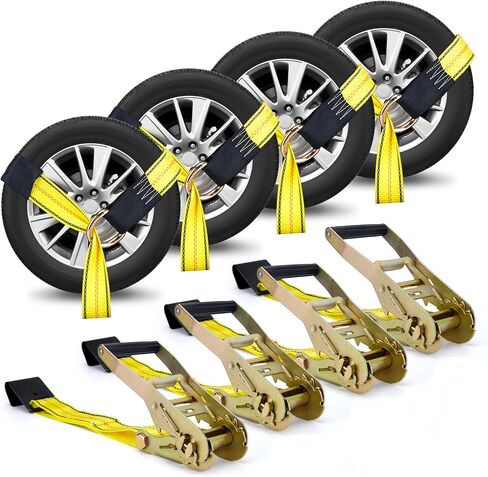 Tire Straps for A Car Trailer, Wheel Tie Down Strap 2" x 10' with Snap Hooks, Car Hauler Wheel Strap for 3300 Pound Safe Working Load (2 Straps) in Saudi Arabia