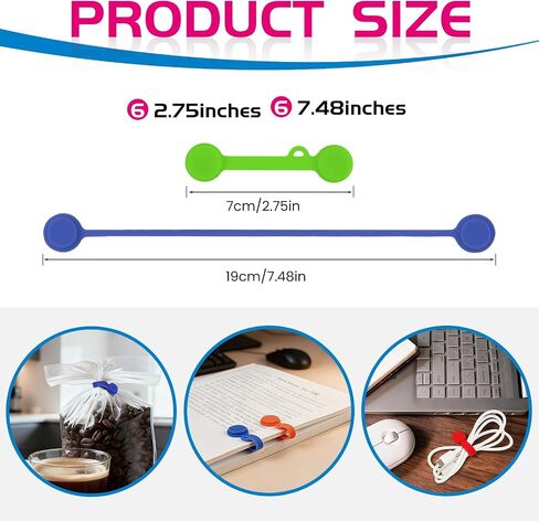 12pcs Silicone Magnetic Cord Organizer Cable Ties Reusable Clips, Cable Straps Phone Cord Holder for Bundling and Organizing, Book Marks, Fridge Magnets Colorful in Saudi Arabia
