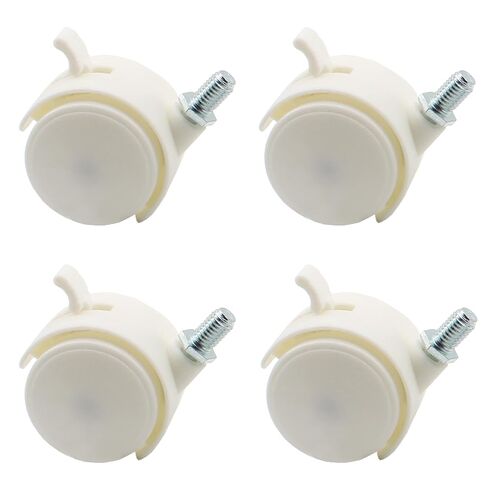 1.5" Caster Wheels White 4 Pack, M8 Stem Swivel Casters with Brake | 1.5" nylon swivel caster wheels 4pc white, M8 stem 5/16" with locking brake. Quiet rolling for furniture cart cabinet. in Kuwait