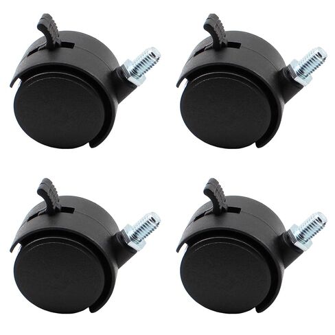 1.5" Caster Wheels White 4 Pack, M8 Stem Swivel Casters with Brake | 1.5" nylon swivel caster wheels 4pc white, M8 stem 5/16" with locking brake. Quiet rolling for furniture cart cabinet. in Kuwait