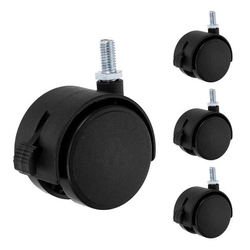 4 قطع عجلات جذعية دوارة مقاس 2 بوصة، عجلات أثاث PP ملولبة M8x15mm مع فرامل قفل - تركيب قضيب لولبي، لكراسي المكتب والأرائك والخزائن والأرفف والعربات، أسود in Kuwait