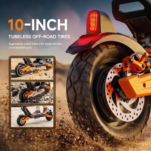 isinwheel GT1 Dual Off-Road Electric Scooter 1600W Dual Brushless Motor 10" Tires 35 Miles Range 32MPH Max Speed 330 lbs Capacity Dual Suspension E-ABS & Disc Braking Foldable for Adults in Kuwait