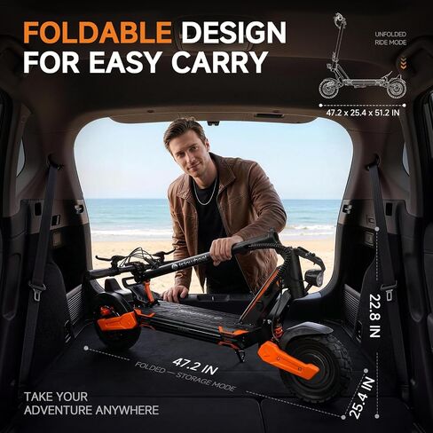 isinwheel GT1 Dual Off-Road Electric Scooter 1600W Dual Brushless Motor 10" Tires 35 Miles Range 32MPH Max Speed 330 lbs Capacity Dual Suspension E-ABS & Disc Braking Foldable for Adults in Kuwait