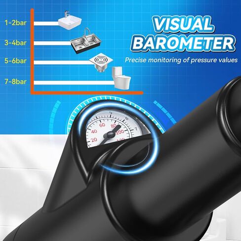 Toilet Plunger, Upgraded High Pressure Toilet Plunger Air Plungers Sink Plunger with Visual Barometer, Stainless Steel Air Drain Blaster, Powerful Drain Clog Remover for Bathroom,Kitchen,Clogged Pipe in Saudi Arabia
