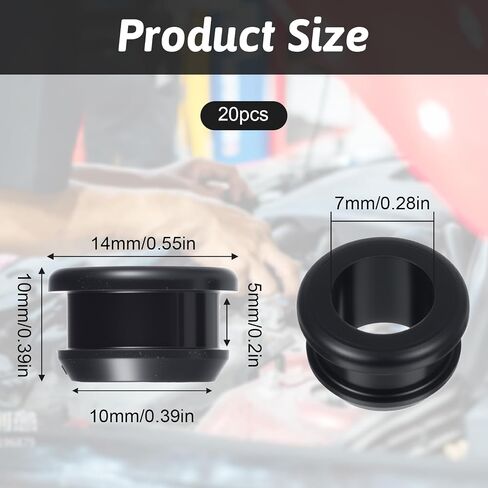 10 Pcs 3/8 Inch Rubber Grommets, 1/4 Inch ID Drill Hole Top Hat Grommets Eyelet Ring Gasket Seal Ring Automotive Firewall Hole Plug Gasket for Wiring, Metal Electric Box, Black in Kuwait