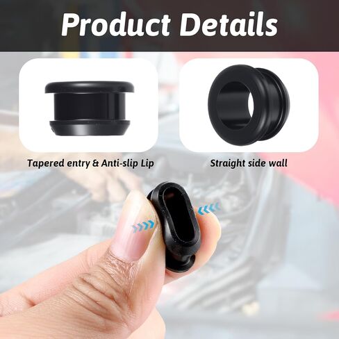 10 Pcs 3/8 Inch Rubber Grommets, 1/4 Inch ID Drill Hole Top Hat Grommets Eyelet Ring Gasket Seal Ring Automotive Firewall Hole Plug Gasket for Wiring, Metal Electric Box, Black in Kuwait