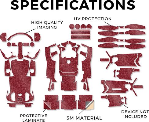 Glossy Glitter Drone Skin Compatible with DJI Mini 5 Pro - Solid Burgundy - Premium 3M Vinyl Protective Wrap Decal Cover - Easy to Apply | Crafted in the USA by MightySkins in Kuwait