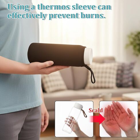 2 Pcs Water Bottle Sleeve Water Bottle Carrier Bag 33.8oz/1000ml Portable Thickened Insulated Cup Sleeve Neoprene Glass Cup Protective Cover for Men Women Sport Portable Glass Drink Cups Black in Kuwait
