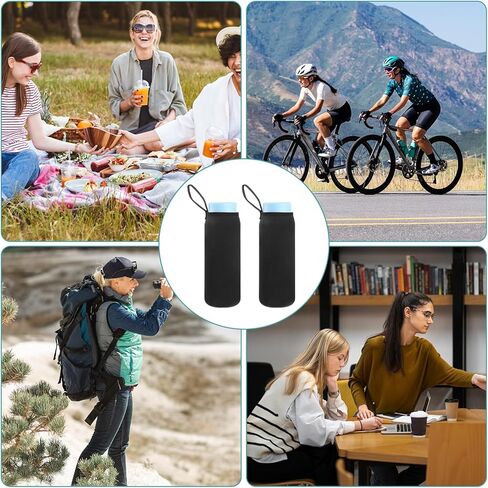 2 Pcs Water Bottle Sleeve Water Bottle Carrier Bag 33.8oz/1000ml Portable Thickened Insulated Cup Sleeve Neoprene Glass Cup Protective Cover for Men Women Sport Portable Glass Drink Cups Black in Kuwait