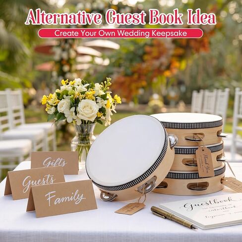 24 Set 6 Inch Tambourine Drum Bulk DIY Tambourine Drum with Acrylic Paints, Paint Brush and Palette, Wood Metal Jingles Instrument Percussion Gift for Church Wedding Party Games in Saudi Arabia