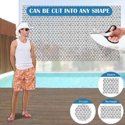 2.9x16.4 FT Non Slip Drainage Pool Mat 0.23'' Thick Pool Floor Mat Helps Reduce Slippery Wet Floors, Waterproof PVC Mat for Poolside Patio Bathroom Garage in Kuwait