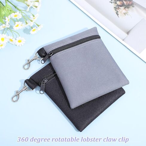 2 Pcs Golf Tee Bag, 6.57 X 5.51 Inch Golf Ball Bag Pouch, Golfs Zippered Pocket with Lobster Claw Clip, Tees Ball Storage, Balls, Valuables Gift Accessory Pouch for Men Women in Kuwait