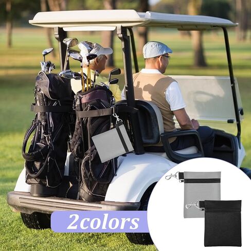 2 Pcs Golf Tee Bag, 6.57 X 5.51 Inch Golf Ball Bag Pouch, Golfs Zippered Pocket with Lobster Claw Clip, Tees Ball Storage, Balls, Valuables Gift Accessory Pouch for Men Women in Kuwait
