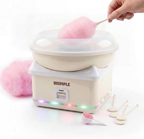Cotton Candy Machine with LED Lights, Quick Heat-Up, Electric Machine with Large Bowl for Parties, Home & Business (Cream) in Kuwait
