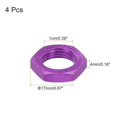 MECCANIXITY ألومنيوم 17 مم RC عجلة الجوز الموضوع M12x1.0mm صواميل عجلة سداسية RC صامولة عجلة RC لشاحنات السيارات طراز 1/8 RC على الطرق الوعرة قطع غيار السيارات المطورة حزمة من 4 (أرجواني) in Kuwait