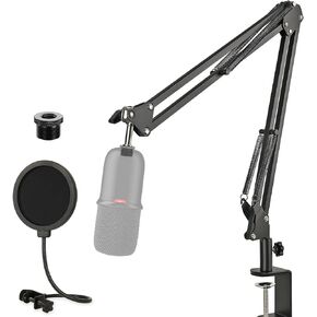 HyperX SoloCast Boom Arm Stand with Pop Filter, Adjustable Mic Boom Arm with Upgrade Desk Clamp for SoloCast Condenser Microphone