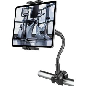 woleyi Gooseneck Treadmill Tablet Holder, Exercise Bike Handlebar Clamp for Spin Bike Peloton, Indoor Stationary Bicycle, Elliptical, Stroller for 4-12.9" iPad Pro Air Mini, Phone, Galaxy, Fire, Ebook