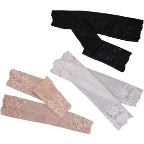 IWOWHERO 3 Pairs Lace Arm Sleeves Lace Sleeves to Cover Arms Wedding Arm Sleeves Sun Sleeves Long Cooling Sleeve Women Gloves Lace Arm Covers Man Sun Protection Long Glove