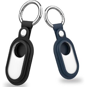 حافظة جلدية لهاتف سامسونج جالاكسي SmartTag2، عبوتان من حامل Galaxy Smart Tag2 مع حلقة مفاتيح، حافظة مكتشف نظام تحديد المواقع العالمي لمكافحة فقدان المفاتيح والمحافظ والحيوانات الأليفة والأمتعة (أسود، بني، أزرق، أحمر)