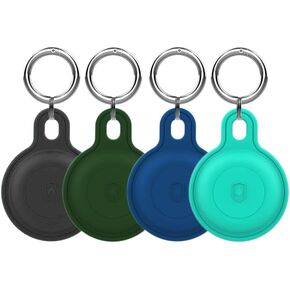 Airtags 4 Pack، حامل سلسلة مفاتيح Airtag للسفر، حامل بطاقة هوائية مقاوم للماء، حامل Airtag للأطفال، علامات هوائية-4 عبوات للأمتعة، ملحقات سلسلة مفاتيح Airtag (أسود، أخضر داكن، أزرق، بحري) in Kuwait