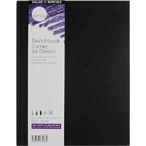 Daler-Rowney Simply Sketchbook - 8.5in x 11in Hardbound Big Sketchbook - 110-Page Black Sketchbook for Dry Media - Drawing Sketchbook for Artists and Students of All Ages