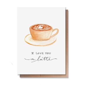 Wunderkid I Love You A Latte Love Card, Funny Happy Mother's Day Pun for Mom (1 Single Card, Blank inside)