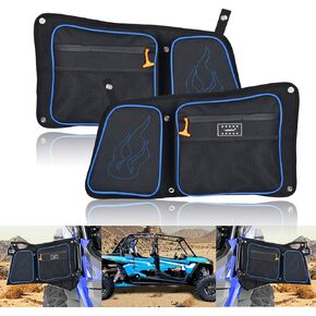 Goldfire RZR 1000 XP Accessories, Passenger and Driver Side Rear Door Storage Bag Set with Knee Pad Compatible with 2014-2019 Polaris RZR 4 900, XP4 1000, 4 Door Turbo (Red Piping)