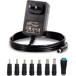 12V Power Supply AC Adapter DC 12Volt Power Cord Charger with 8 Interchangeable DC Plug 12V 1A Power Adapter for 1000mA 900mA 800mA 700mA 600mA 500mA 400mA 300mA 200mA 100mA Electronics