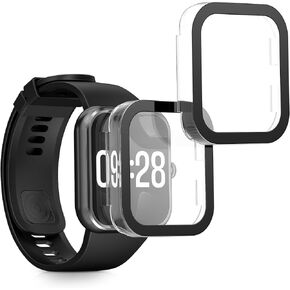 kwmobile Cover Comaptible with Xiaomi Redmi Watch 4 Covers - 2x Tempered Glass with Plastic Frame - Transparent