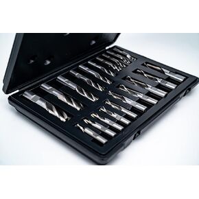 HSS 20PCS Two and Four Flute End Mill Sets with Plastic Case 3/16-3/4"