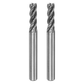 uxcell 2pcs 7x8x25x75mm Helical Groove 4 Flutes HSS-AL Straight Shank Spiral End Mill Milling Cutter