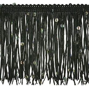 Trims by the Yard 3" Starlight Hologram Sequin Chainette Fringe Black | (10 Yard Cut) Trim
