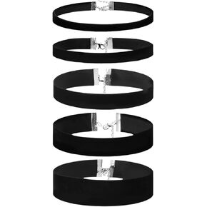 Vanstyle Black Choker Necklace for Women Girl - 5/4/1 PCS Black Velvet Choker Set of Classic Gothic Adjustable Choker Necklaces for Teen Girls Woman