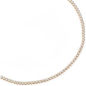 espere Round Bezel Tennis Necklace | 14K Yellow Gold Bezel Set Round CZ Chain Necklace 3 Carat | Classic Round-Cut Diamond Necklace CZ Tennis | Bridal Jewelry | Wedding Necklace | Bridal Necklace