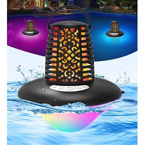 KingSom Bluetooth Pool Speaker,Floating Bluetooth Speaker with LED Flame Light and RGB Lights,Hot tub Speaker IP68 Waterproof Pool Speaker,HD Stereo Sound,Deep Bass,TWS Pairing Portable Speaker