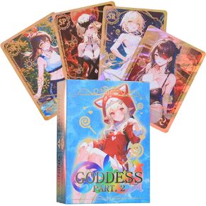 fuxi 55Pcs TCG Deck Cards, Goddess Story Card Holographic Golden Letter All Shiny Swimwear Girl Collection Card
