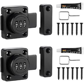 2PCS Mechanical Keyless Cabinet Door Latch Lock, Zinc Alloy Password Drawer Lock, One-Way Cabinet Locks with Combination, Combination Latch, for Bedroom, Office, Cabinet, Drawer, Black (Black)