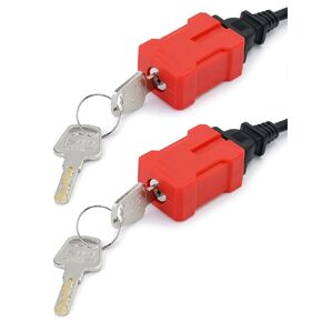 QWORK Electrical Cord Plug Lockout Device for Electrical Cord, 4 Pack Plug Locking Safety Lock Fits 2 & 3 Prong Plugs, Electrical Shutdown Service American Standard, Built-in Lock Cylinder, Dual Key,