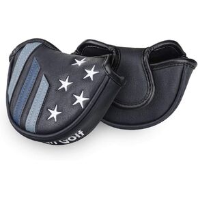 Craftsman Golf Blue Strips Stars Small Mid-Size Half Mallet Putter Head Cover Headcover Magnetic Closure