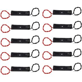 QMseller 10PCS Battery Holder Single AAA Battery Holder Case with Wire Connections Black 1.5V