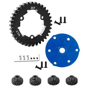 Rcarmumb 35T Spur Gear Cush Drive Upgrades Part for 1/5 X-Maxx 6S,8S Monster Truck,Aluminum Cush Drive Housing,Medium Carbon Steel 35T 1.5 Spur Gear with Pinion Gear(19T/20T/21T/22T),Navy Blue