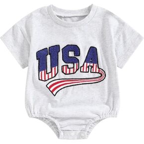 FYBITBO Fourth Of July Baby Boy Girl Outfit Newborn American Babe Romper Bubble Bodysuit First 4th Of July Onesie Clothes