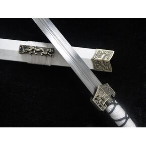 Chinese Sword/Han jian/Medium Carbon Steel Blade/White Leather Paint Scabbard